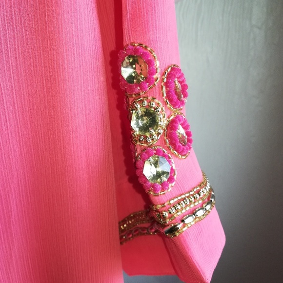 Coral Chiffon Dress - Picture 6 of 7